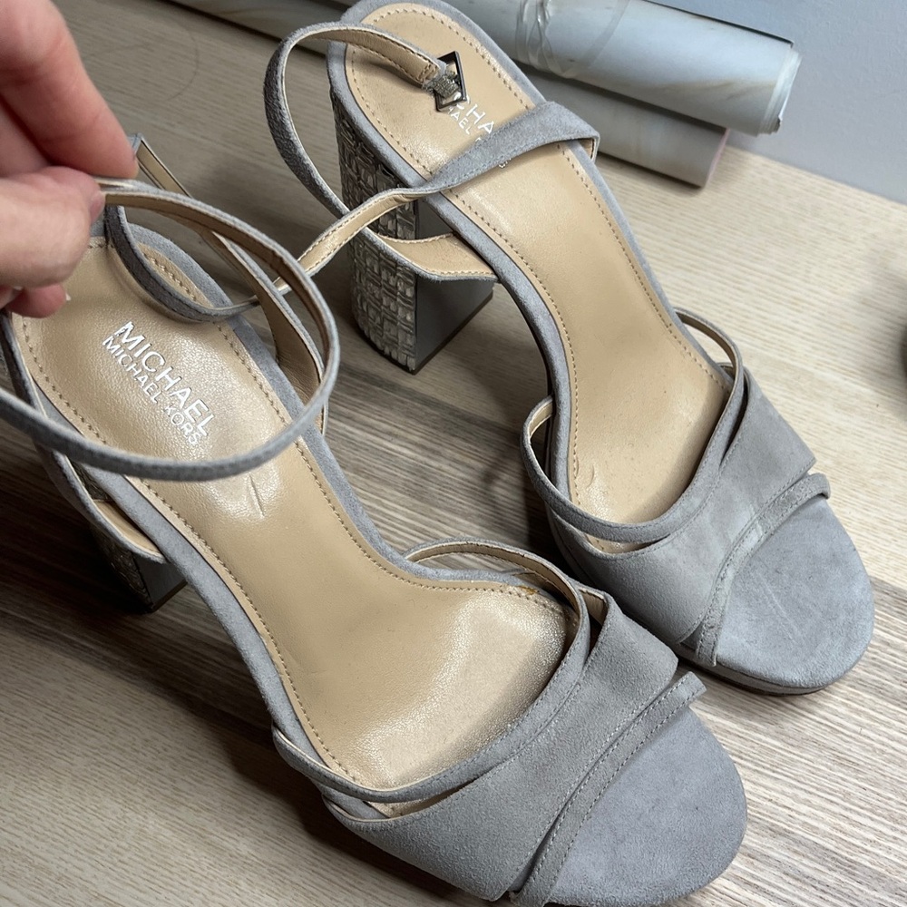 Michael kors high heel sandals size8.5. Velour with diamond heel . Never worn